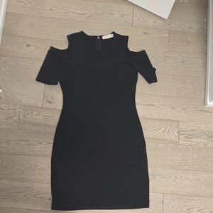 Michael Kors Black Cold-Shoulder Bodycon Mini Dress